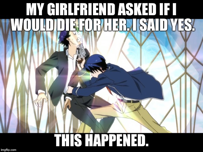 MY GIRLFRIEND ASKED IF I WOULD DIE FOR HER. I SAID YES. THIS HAPPENED. | image tagged in tsugumi / assault mode | made w/ Imgflip meme maker