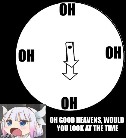 Good Heavens,Just Look At The Time | OH; OH; OH; OH; OH GOOD HEAVENS, WOULD YOU LOOK AT THE TIME | image tagged in good heavens just look at the time | made w/ Imgflip meme maker
