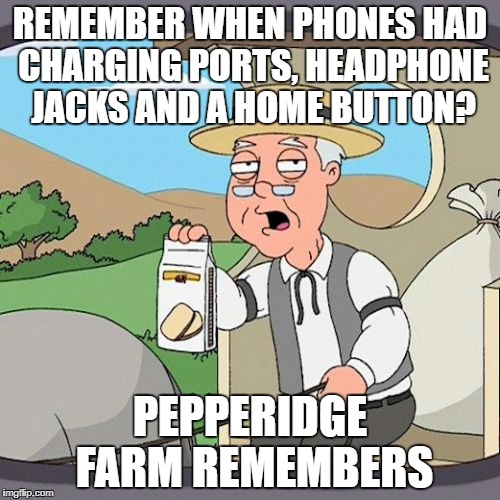 Introducing the new Iphone x | REMEMBER WHEN PHONES HAD CHARGING PORTS, HEADPHONE JACKS AND A HOME BUTTON? PEPPERIDGE FARM REMEMBERS | image tagged in memes,pepperidge farm remembers | made w/ Imgflip meme maker