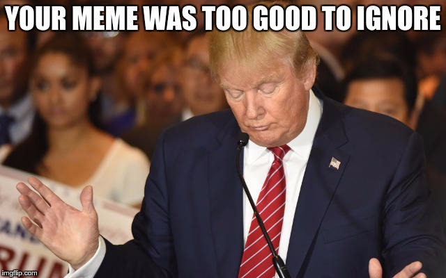 Trump Drops Ball | YOUR MEME WAS TOO GOOD TO IGNORE | image tagged in trump drops ball | made w/ Imgflip meme maker