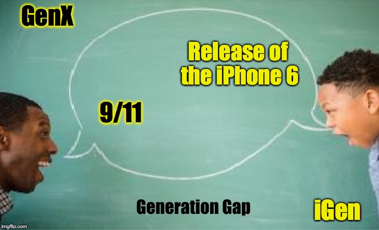 Life-Altering Event | GenX; Release of the iPhone 6; 9/11; iGen | image tagged in vanity fair gen gap | made w/ Imgflip meme maker