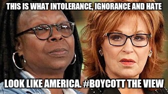idiots | THIS IS WHAT INTOLERANCE, IGNORANCE AND HATE; LOOK LIKE AMERICA. #BOYCOTT THE VIEW | image tagged in boycott,ignorance,bullies,the view,whoopi goldberg,stupid liberals | made w/ Imgflip meme maker