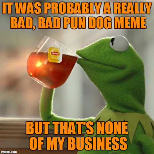 But That's None Of My Business Meme | IT WAS PROBABLY A REALLY BAD, BAD PUN DOG MEME BUT THAT'S NONE OF MY BUSINESS | image tagged in memes,but thats none of my business,kermit the frog | made w/ Imgflip meme maker