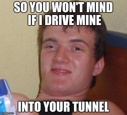 10 Guy Meme | SO YOU WON'T MIND IF I DRIVE MINE INTO YOUR TUNNEL | image tagged in memes,10 guy | made w/ Imgflip meme maker