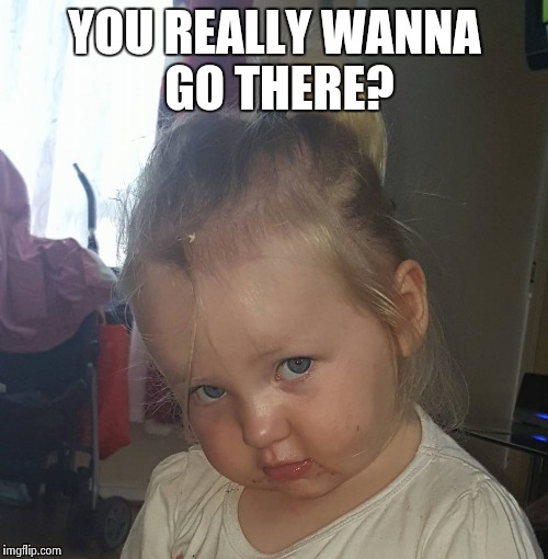 YOU REALLY WANNA GO THERE? | image tagged in missie | made w/ Imgflip meme maker