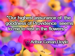 flowers | "Our highest assurance of 
the goodness of Providence 
seems to me to rest
in the flowers."; ~ Arthur Conan Doyle | image tagged in flowers | made w/ Imgflip meme maker