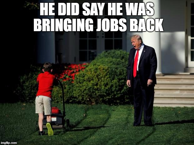 The Apprentice | HE DID SAY HE WAS BRINGING JOBS BACK | image tagged in donald trump,trump | made w/ Imgflip meme maker