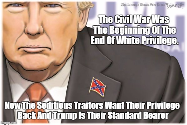 The Civil War Was The Beginning Of The End Of White Privilege. Now... | The Civil War Was The Beginning Of The End Of White Privilege. Now The Seditious Traitors Want Their Privilege Back And Trump Is Their Stand | image tagged in make the confederacy great again,white privilege,black oppression,donald trump-jefferson davis in 2020,traitorous trump,incessan | made w/ Imgflip meme maker