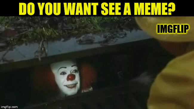 If It lived in imgflip | DO YOU WANT SEE A MEME? IMGFLIP | image tagged in it,pennywise in sewer,imgflip,joke | made w/ Imgflip meme maker