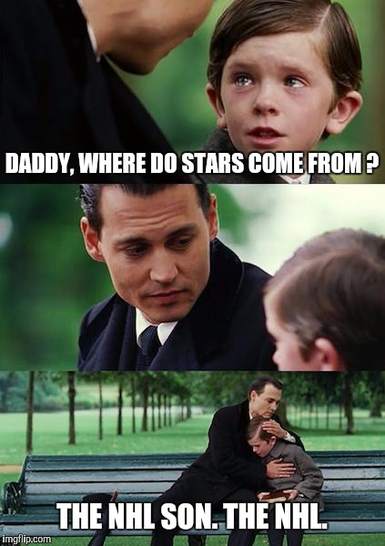 The Meaning of Life | DADDY, WHERE DO STARS COME FROM ? THE NHL SON. THE NHL. | image tagged in memes,finding neverland | made w/ Imgflip meme maker
