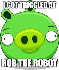 Angry Birds Pig | I GOT TRIGGLED AT; ROB THE ROBOT | image tagged in memes,angry birds pig | made w/ Imgflip meme maker