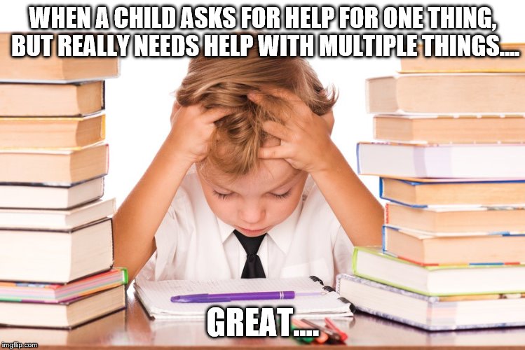 WHEN A CHILD ASKS FOR HELP FOR ONE THING, BUT REALLY NEEDS HELP WITH MULTIPLE THINGS.... GREAT.... | image tagged in lifespan | made w/ Imgflip meme maker