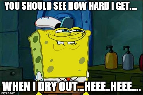 Dont You Have A Little Squidwormy | YOU SHOULD SEE HOW HARD I GET.... WHEN I DRY OUT...HEEE..HEEE.... | image tagged in memes,dont you squidward,imagination spongebob | made w/ Imgflip meme maker