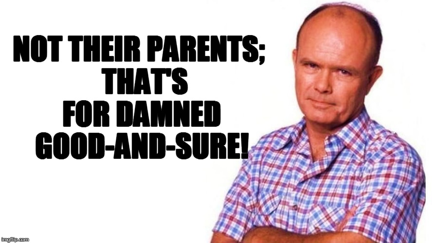 NOT THEIR PARENTS;  THAT'S FOR DAMNED GOOD-AND-SURE! | made w/ Imgflip meme maker