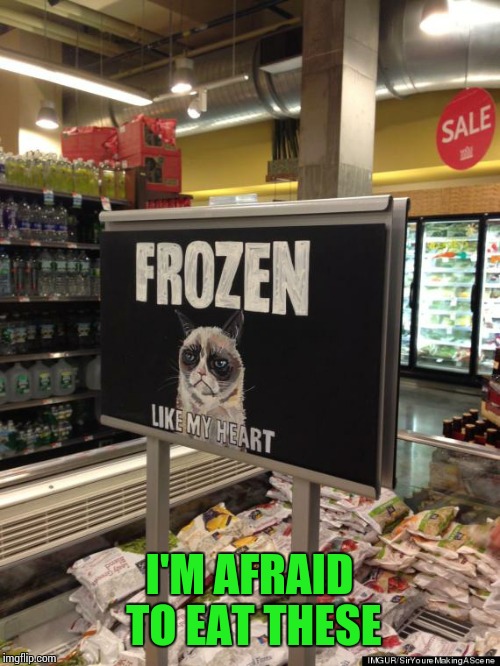 I'M AFRAID TO EAT THESE | image tagged in sir_unknown,dank memes,grumpy cat | made w/ Imgflip meme maker