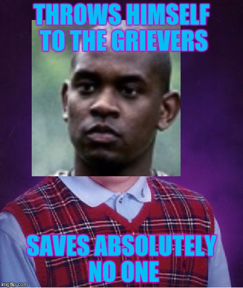 Bad Luck Brian- Alby from The Maze Runner | THROWS HIMSELF TO THE GRIEVERS; SAVES ABSOLUTELY NO ONE | image tagged in bad luck brian,memes,funny,the maze runner | made w/ Imgflip meme maker
