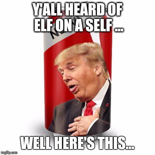 Y'ALL HEARD OF ELF ON A SELF ... WELL HERE'S THIS... | image tagged in elf on a shelf,trump for president | made w/ Imgflip meme maker