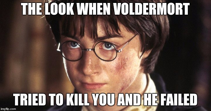 THE LOOK WHEN VOLDERMORT; TRIED TO KILL YOU AND HE FAILED | image tagged in harry potter | made w/ Imgflip meme maker