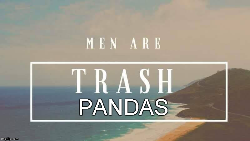 PANDAS | image tagged in trash,men,raccoon | made w/ Imgflip meme maker