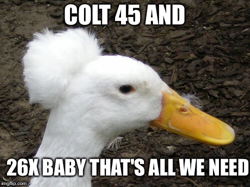COLT 45 AND; 26X BABY THAT'S ALL WE NEED | image tagged in afro | made w/ Imgflip meme maker