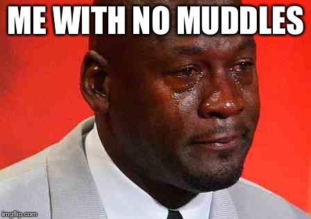 crying michael jordan | ME WITH NO MUDDLES | image tagged in crying michael jordan | made w/ Imgflip meme maker