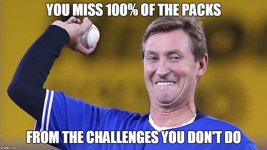 Gretzky | YOU MISS 100% OF THE PACKS; FROM THE CHALLENGES YOU DON'T DO | image tagged in hockey | made w/ Imgflip meme maker