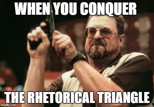 Am I The Only One Around Here Meme | WHEN YOU CONQUER; THE RHETORICAL TRIANGLE | image tagged in memes,am i the only one around here | made w/ Imgflip meme maker