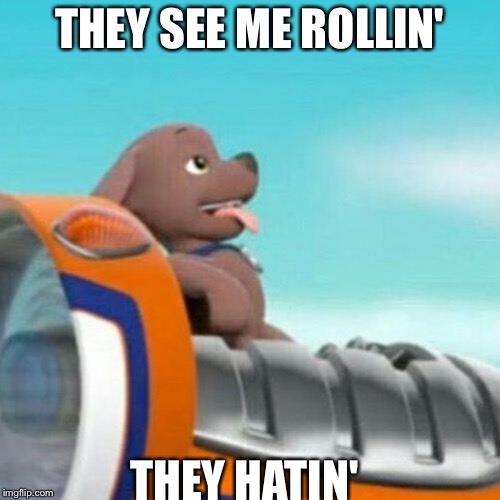 THEY SEE ME ROLLIN'; THEY HATIN' | image tagged in savage dogs meme | made w/ Imgflip meme maker
