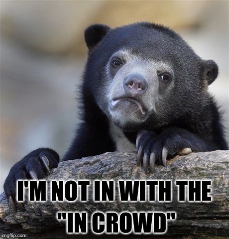 Confession Bear Meme | "IN CROWD"; I'M NOT IN WITH THE | image tagged in memes,confession bear | made w/ Imgflip meme maker