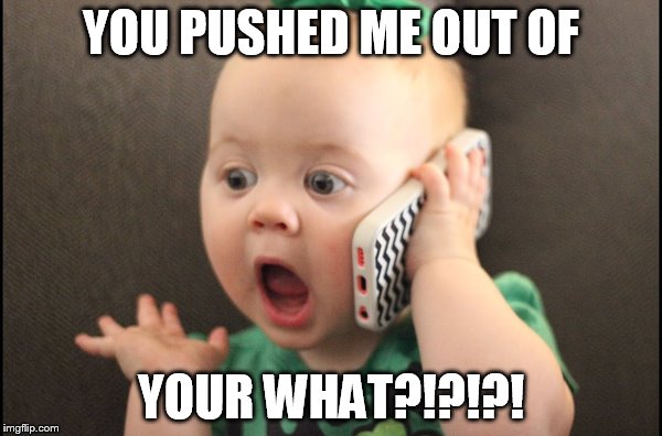 YOU PUSHED ME OUT OF; YOUR WHAT?!?!?! | made w/ Imgflip meme maker