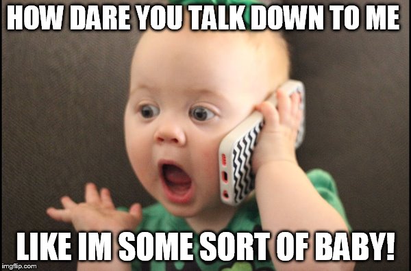 HOW DARE YOU TALK DOWN TO ME; LIKE IM SOME SORT OF BABY! | made w/ Imgflip meme maker