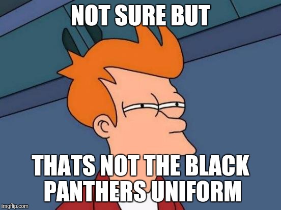Futurama Fry Meme | NOT SURE BUT THATS NOT THE BLACK PANTHERS UNIFORM | image tagged in memes,futurama fry | made w/ Imgflip meme maker