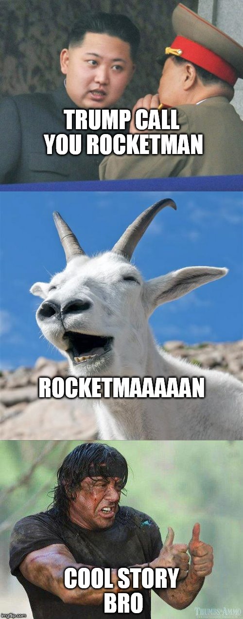 TRUMP CALL YOU ROCKETMAN; ROCKETMAAAAAN; COOL STORY BRO | image tagged in rocket man | made w/ Imgflip meme maker