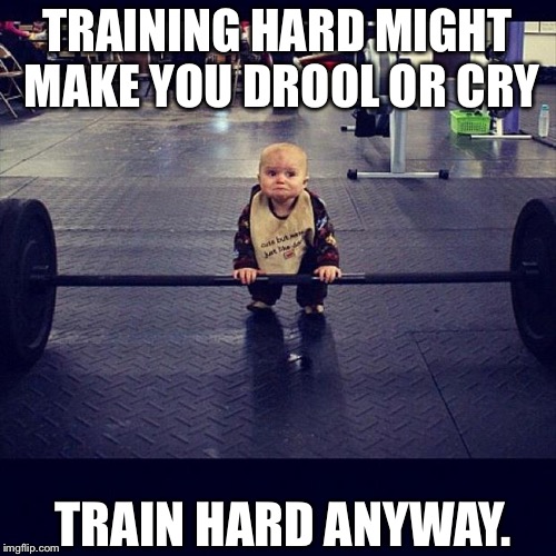 M.C.Fitness | TRAINING HARD MIGHT MAKE YOU DROOL OR CRY; TRAIN HARD ANYWAY. | image tagged in mcfitness | made w/ Imgflip meme maker
