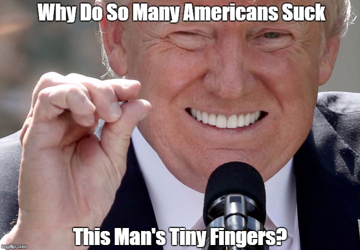 Why Do So Many Americans Suck This Man's Tiny Fingers? | made w/ Imgflip meme maker
