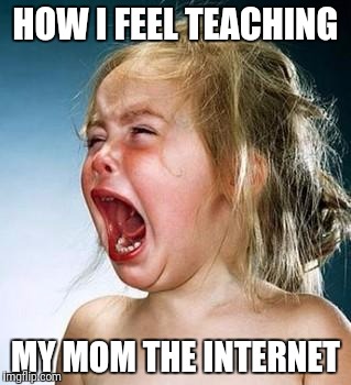 Internet Tantrum | HOW I FEEL TEACHING; MY MOM THE INTERNET | image tagged in internet tantrum | made w/ Imgflip meme maker