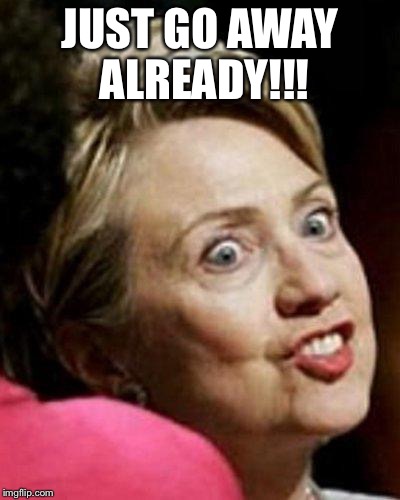 Hillary Clinton Fish | JUST GO AWAY ALREADY!!! | image tagged in hillary clinton fish | made w/ Imgflip meme maker