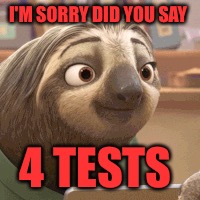 I'M SORRY DID YOU SAY; 4 TESTS | image tagged in school meme | made w/ Imgflip meme maker