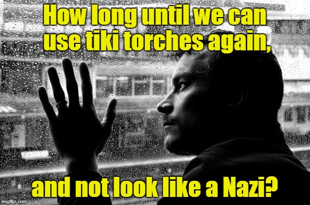 Over Educated Problems | How long until we can use tiki torches again, and not look like a Nazi? | image tagged in memes,over educated problems | made w/ Imgflip meme maker
