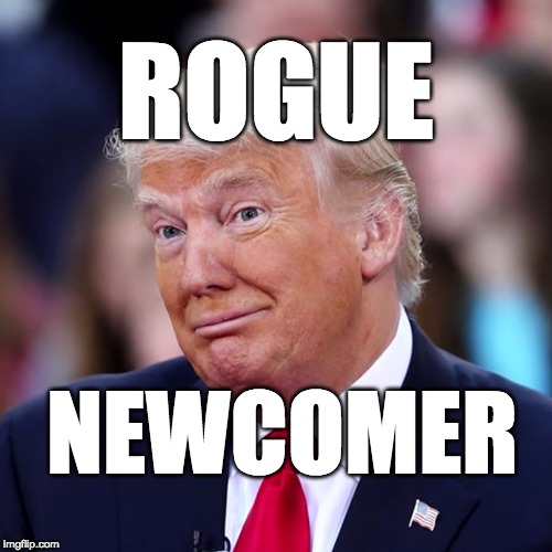 Rogue newcomer | ROGUE; NEWCOMER | image tagged in donald trump,trump | made w/ Imgflip meme maker