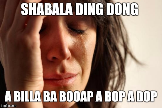 First World Problems Meme | SHABALA DING DONG A BILLA BA BOOAP A BOP A DOP | image tagged in memes,first world problems | made w/ Imgflip meme maker