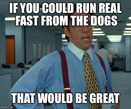 That Would Be Great Meme | IF YOU COULD RUN REAL FAST FROM THE DOGS THAT WOULD BE GREAT | image tagged in memes,that would be great | made w/ Imgflip meme maker