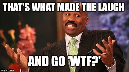 Steve Harvey Meme | THAT'S WHAT MADE THE LAUGH AND GO 'WTF?' | image tagged in memes,steve harvey | made w/ Imgflip meme maker