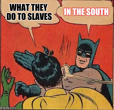Batman Slapping Robin Meme | WHAT THEY DO TO SLAVES; IN THE SOUTH | image tagged in memes,batman slapping robin | made w/ Imgflip meme maker