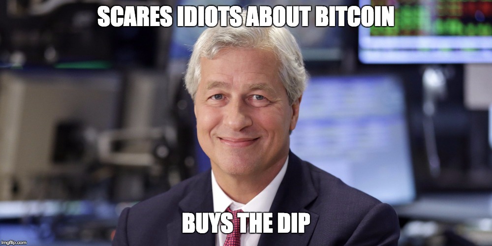 SCARES IDIOTS ABOUT BITCOIN; BUYS THE DIP | made w/ Imgflip meme maker