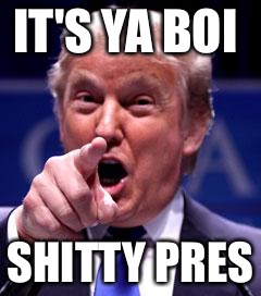 Trump Trademark | IT'S YA BOI; SHITTY PRES | image tagged in trump trademark | made w/ Imgflip meme maker