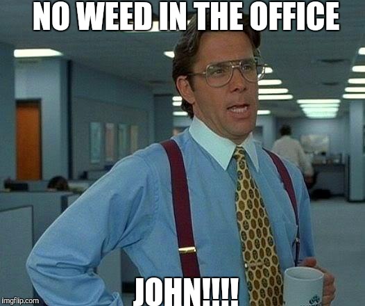 That Would Be Great Meme | NO WEED IN THE OFFICE; JOHN!!!! | image tagged in memes,that would be great | made w/ Imgflip meme maker