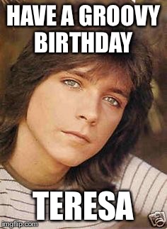 David Cassidy | HAVE A GROOVY BIRTHDAY; TERESA | image tagged in david cassidy | made w/ Imgflip meme maker