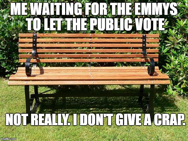 You've Been Benched | ME WAITING FOR THE EMMYS TO LET THE PUBLIC VOTE; NOT REALLY. I DON'T GIVE A CRAP. | image tagged in you've been benched | made w/ Imgflip meme maker