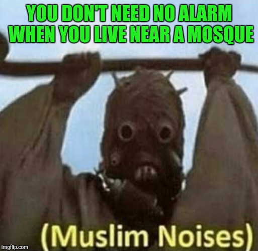 YOU DON'T NEED NO ALARM WHEN YOU LIVE NEAR A MOSQUE | image tagged in muslim | made w/ Imgflip meme maker